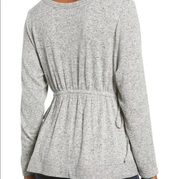 Caslon Grey Heather Peplum Crewneck Sweater size S - Picture 3 of 13